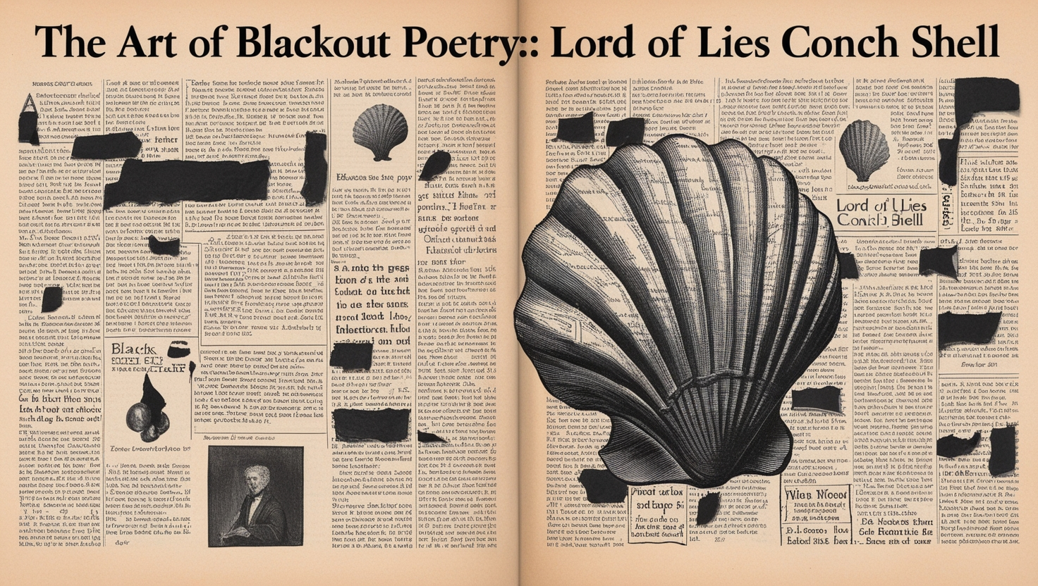 Example of Blackout Poem Lord of Lies Conch Shell